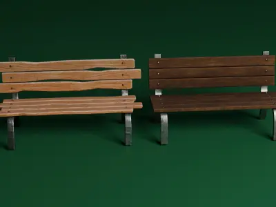 Benches Low-poly 3D model