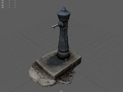  Classic Street Water Fountain 3D Model Low-poly 3D model