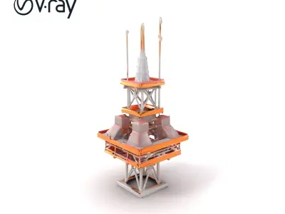 Futuristic Neon Light Tower Architecture model pack Low-poly 3D model