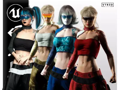 Pack Stylized Sci-Fi Cyberpunk Female Characters
