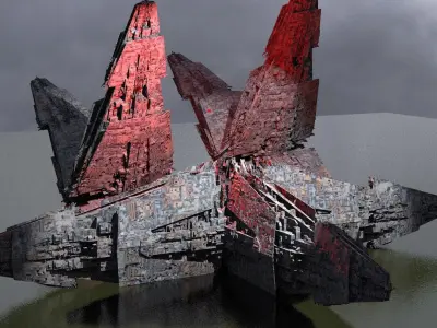 Sci-Fi City dystopia Mega city colony Pyramid Ship Kit bash  3D model