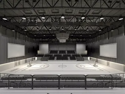Modern Indoor Basketball Stadium Gymnasium  Low-poly 3D model