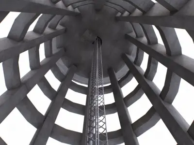 Concrete water tower 1 Low-poly 3D model