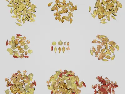 Ground Leaves Pack Low-poly 3D model
