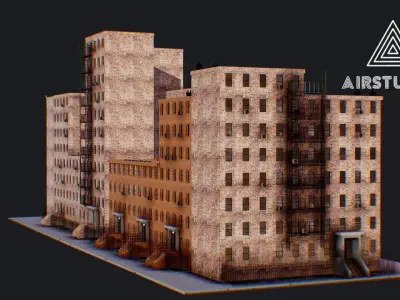 Low Poly - New York City Block Low-poly 3D model