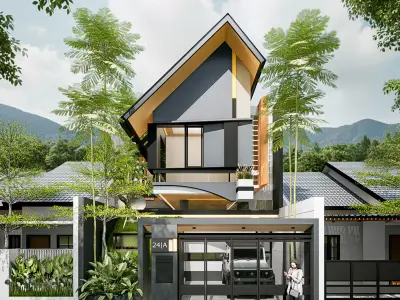 Japandi Modern Minimalist House 3D Model Architecture 3D model