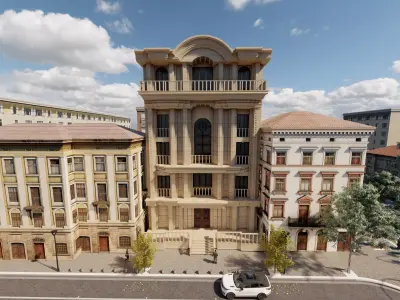 Classic stone facade-Building Classic Facade Element 3D model 8