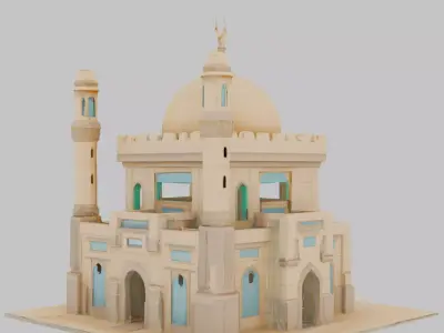 Futuristic Temple Low-poly 3D model