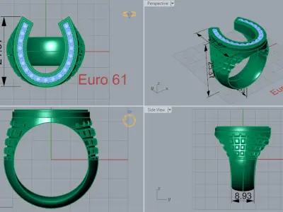 man horseshoes gold ring mr0026 3D print model