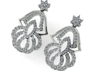 light Wight white gold diamond Earring-Nk-70ER 3D print model