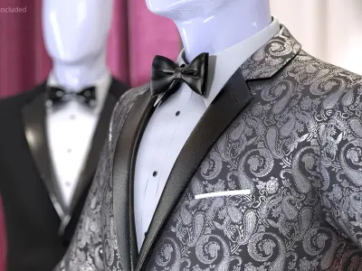  Grey Patterned Tuxedo Suit 