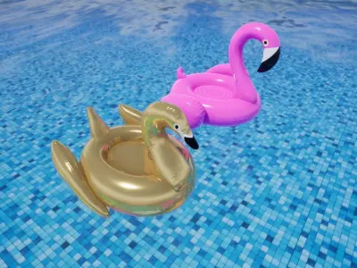 Pool Inflatable floats Low-poly 3D model