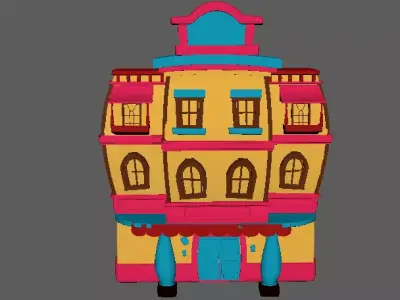 Cartoon Town House Building 3D Model Low-poly 3D model Low-poly 3D model