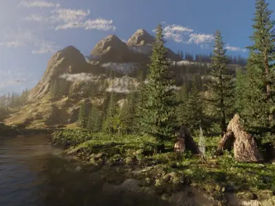 River Mountains Scene 3D model