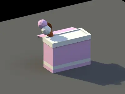 Low Poly Ice Cream Stand Low-poly 3D model