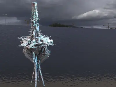 Dragon Bone Mountain with Sci fi Building 3D model