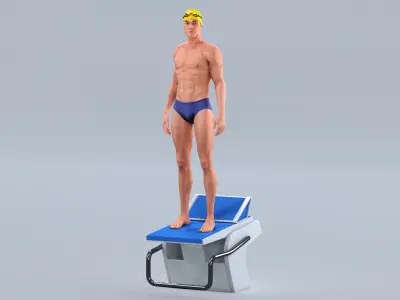  Male Swimmer Animated HQ Standard License 
