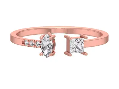 Solitaire Women Light Weight Marquise Princess stone Band Ring 3D print model