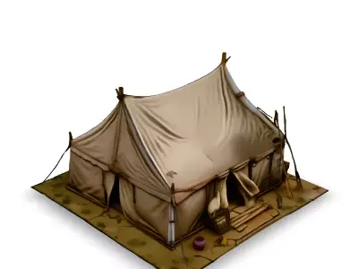 LowPoly Canvas Tent with Accessories Low-poly 3D model