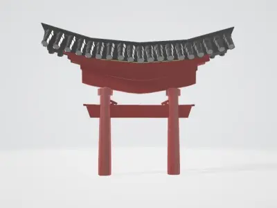 Japanese Shrine Gate Free low-poly 3D model