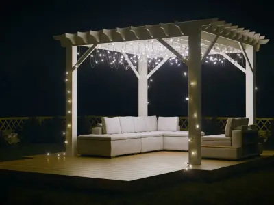 Garden Scene with pergola and sofa Low-poly 3D model