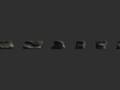 Short Flat Rocks - Rough 1 Low-poly 3D model