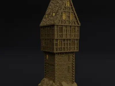 Tower House Tabletop Terrain 28 MM 3D print model