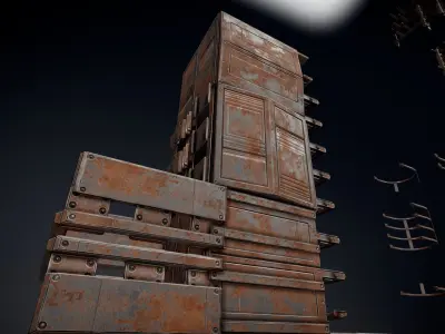 Sci-Fi Ladder Collection Rusty Version  Low-poly 3D model