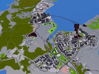 Hong Kong City 3d Model Low-poly 3D model