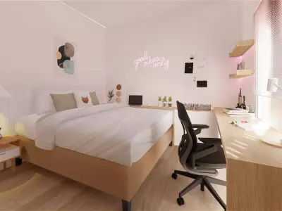 Modern 2021 Teen Bedroom 4x3m 3D model