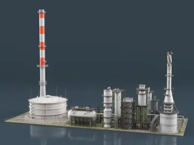  Fuel Processing Factory with Chimney Pipe 