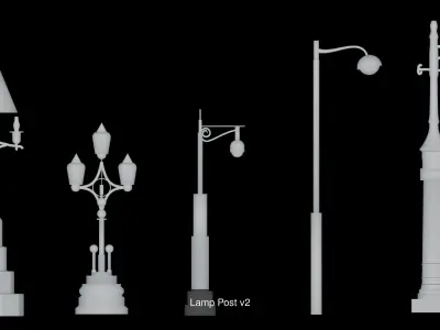 Street lights Lamp Post 3D Model Pack