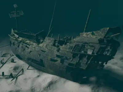 Pirate Ship Wreckage 3D model