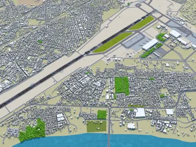 Sardar Vallabhbhai Patel International Airport Ahmedabad 10km Low-poly 3D model