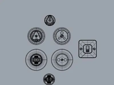 Dolls House Light Switch and Wall Plug Sockets 1930s Mid-Century 3D print model