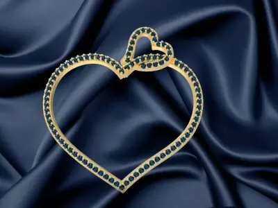 pendant gold heart shaped on satin Free 3D print model