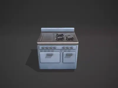 Light Blue Vintage Stove Low-poly 3D model