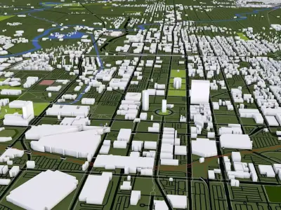 Indianapolis City USA Low-poly 3D model