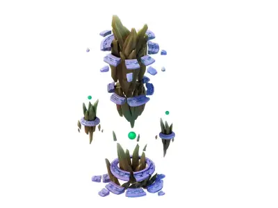 Game Model - broken prominent rock pillars 3D model