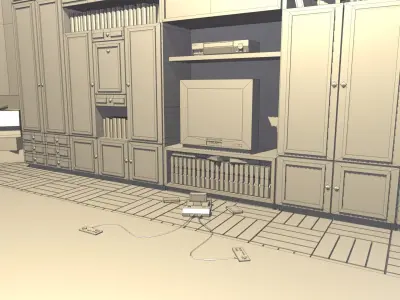 Retro Russian room 90s Low-poly 3D model