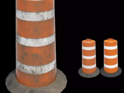 Traffic Drum  - PBR  Low-poly 3D model