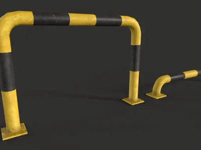 Protection Barrier parking barricade Low poly Game Ready Low-poly 3D model