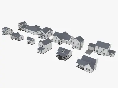House Collection 12 House Low poly 3D model