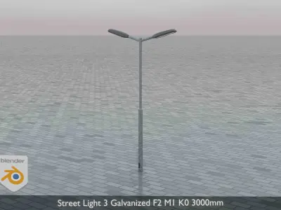 Street Light 3 Galvanized F2 M1 K0 3000 mm  Low-poly 3D model