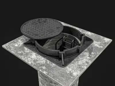 Manhole and Ground Tunnel Low-poly 3D model