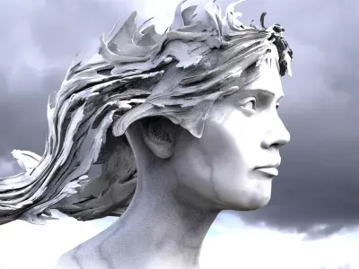 Fantasy sculpted hair  3D model
