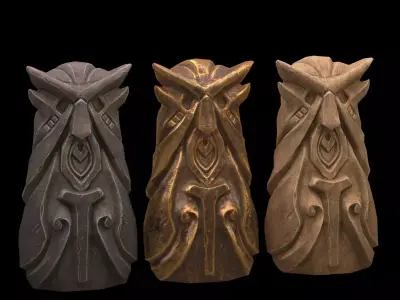 Totem three owl statues 3D model