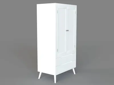Corrine Modern 2-Drawer Double-Door Bedroom Armoire White 3D model