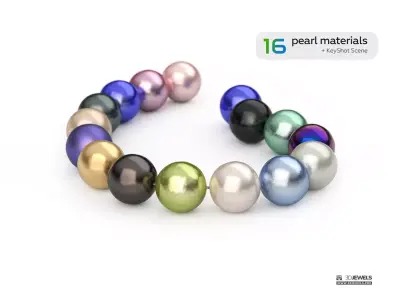 16 Pearl Materials with KeyShot Scene for Jewelry Design 3D model