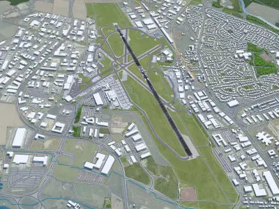 Aberdeen Airport 10km Low-poly 3D model